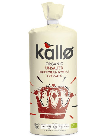 Kallo Organic Rice Cakes Unsalted Wholegrain Low Fat 130 g
